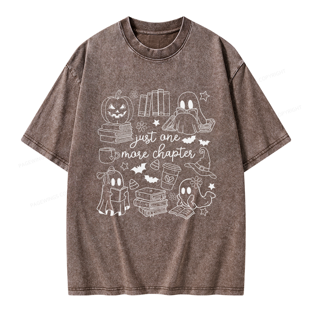 Pagewings Just One More Chapter Ghost Books Unisex Washed T-shirt