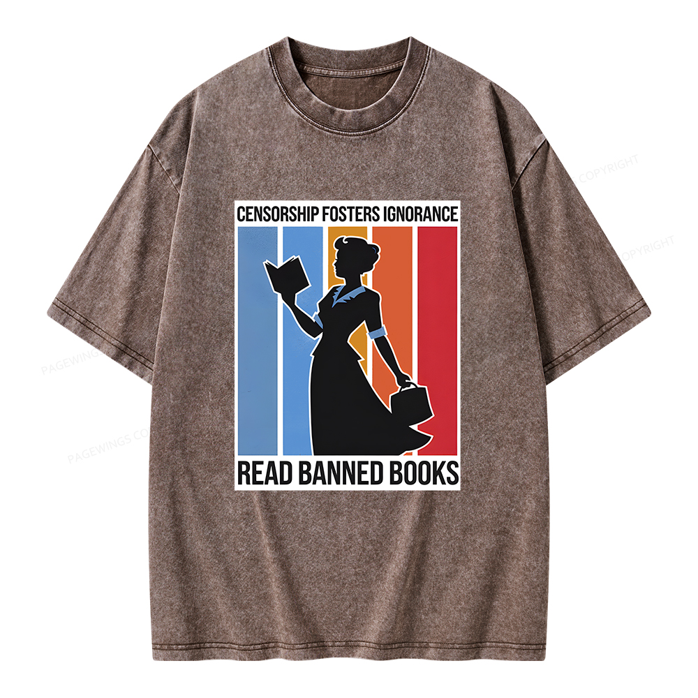 Pagewings Read Banned Books Unisex Washed T-shirt