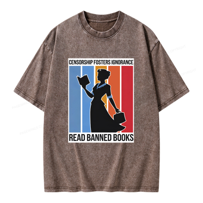 Pagewings Read Banned Books Unisex Washed T-shirt