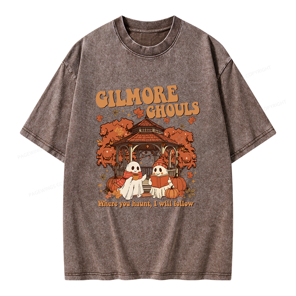 Pagewings Gilmore Ghouls Unisex Washed T-shirt