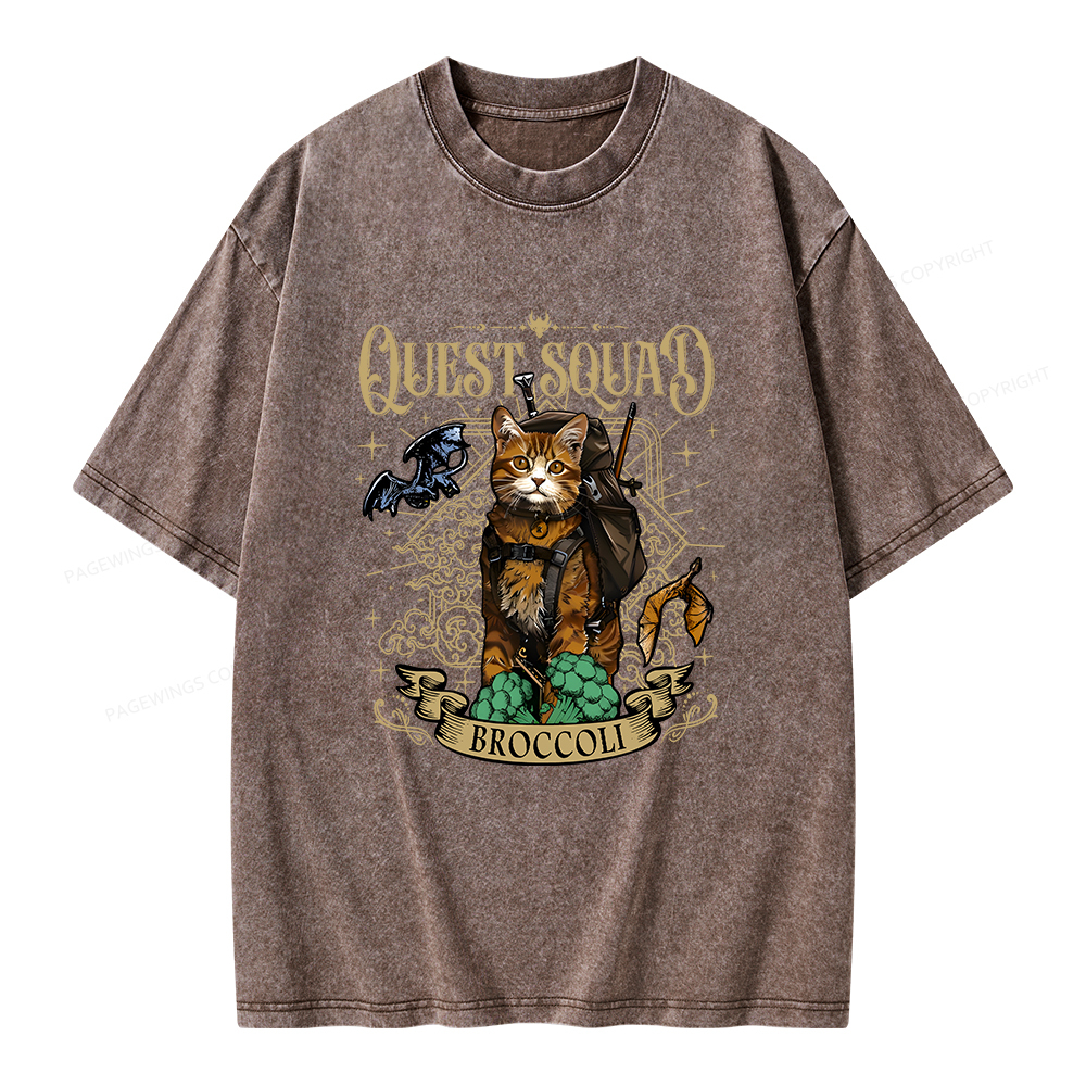 Pagewings Quest Squad Broccoli Unisex Washed T-shirt
