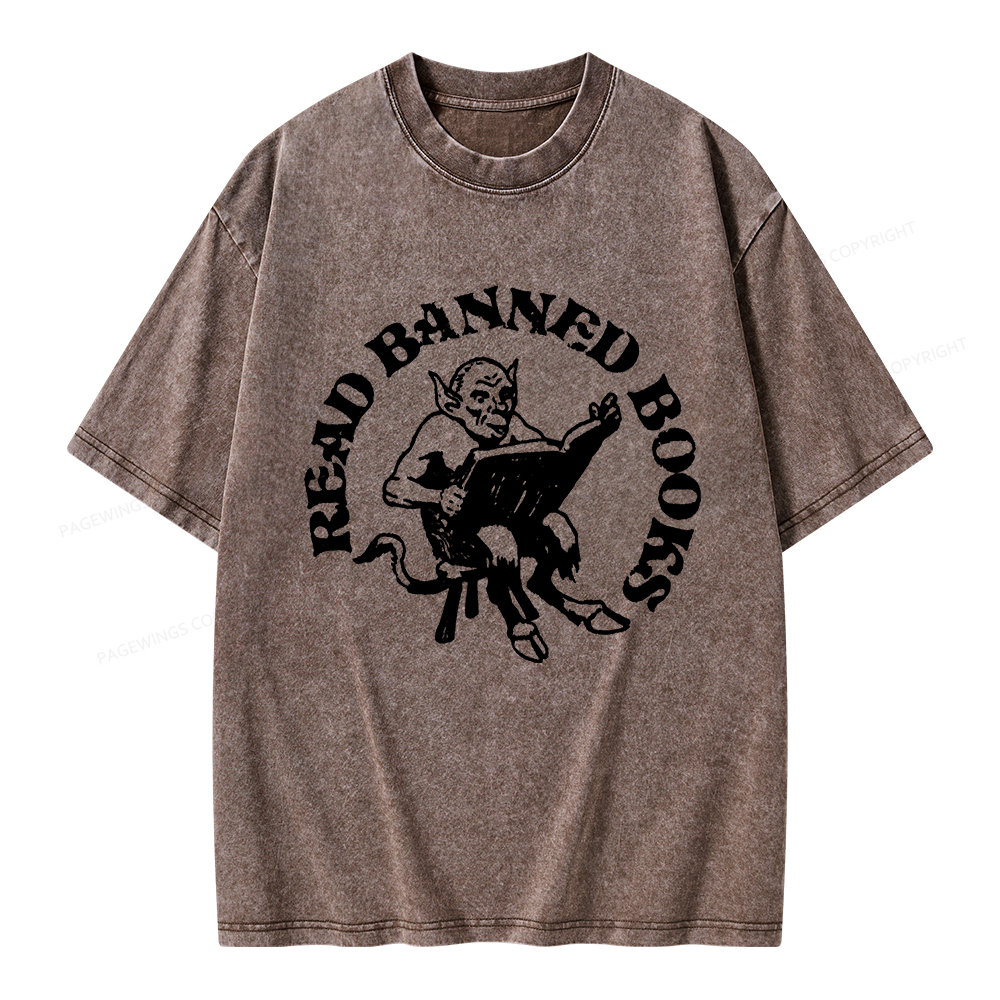 Pagewings Read Banned Books Unisex Washed T-shirt