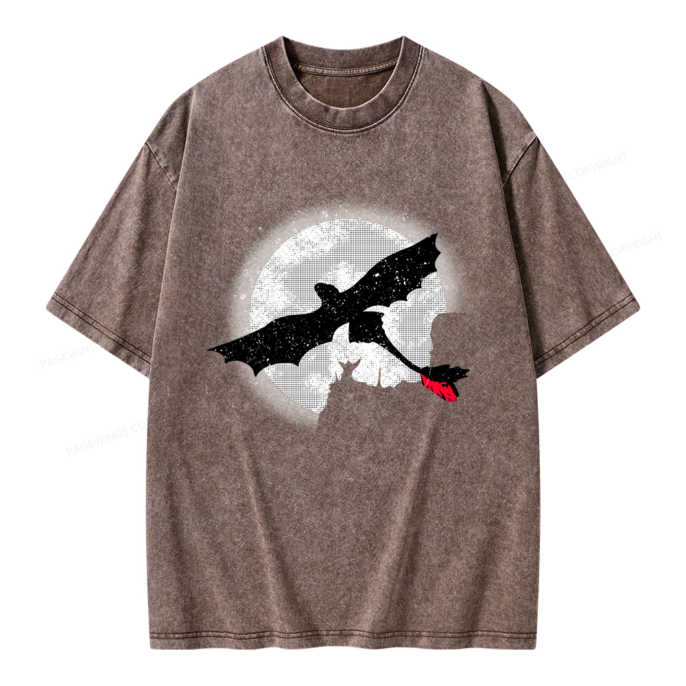 Pagewings Moonlight Dragon Rider Unisex Washed T-shirt