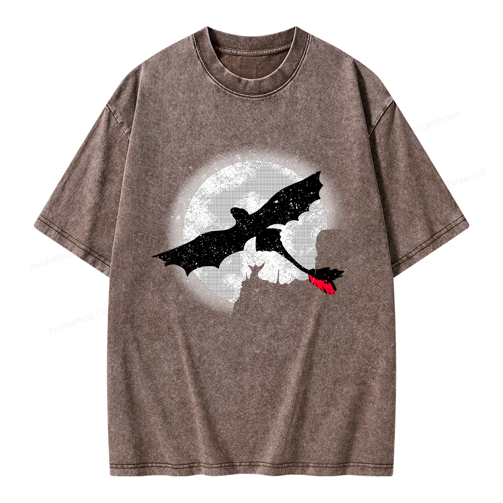 Pagewings Moonlight Dragon Rider Unisex Washed T-shirt