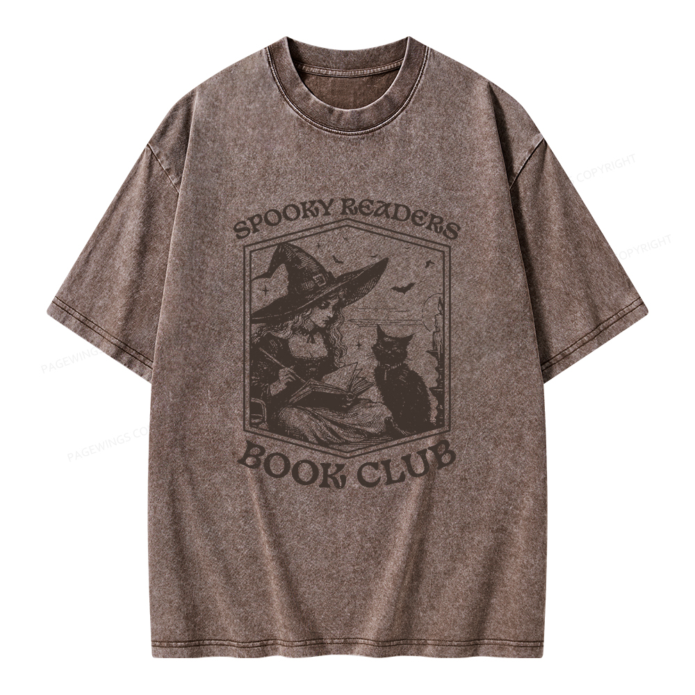 Pagewings Spooky Readers Book Club Unisex Washed T-shirt