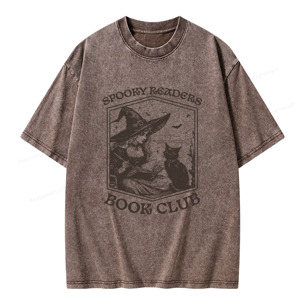 Pagewings Spooky Readers Book Club Unisex Washed T-shirt