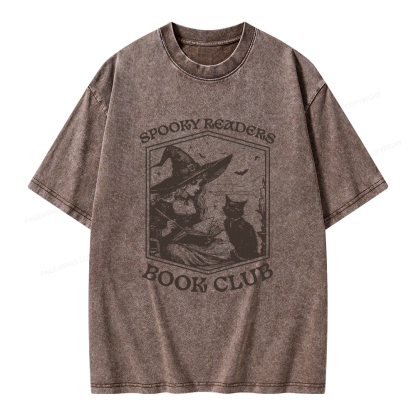 Pagewings Spooky Readers Book Club Unisex Washed T-shirt