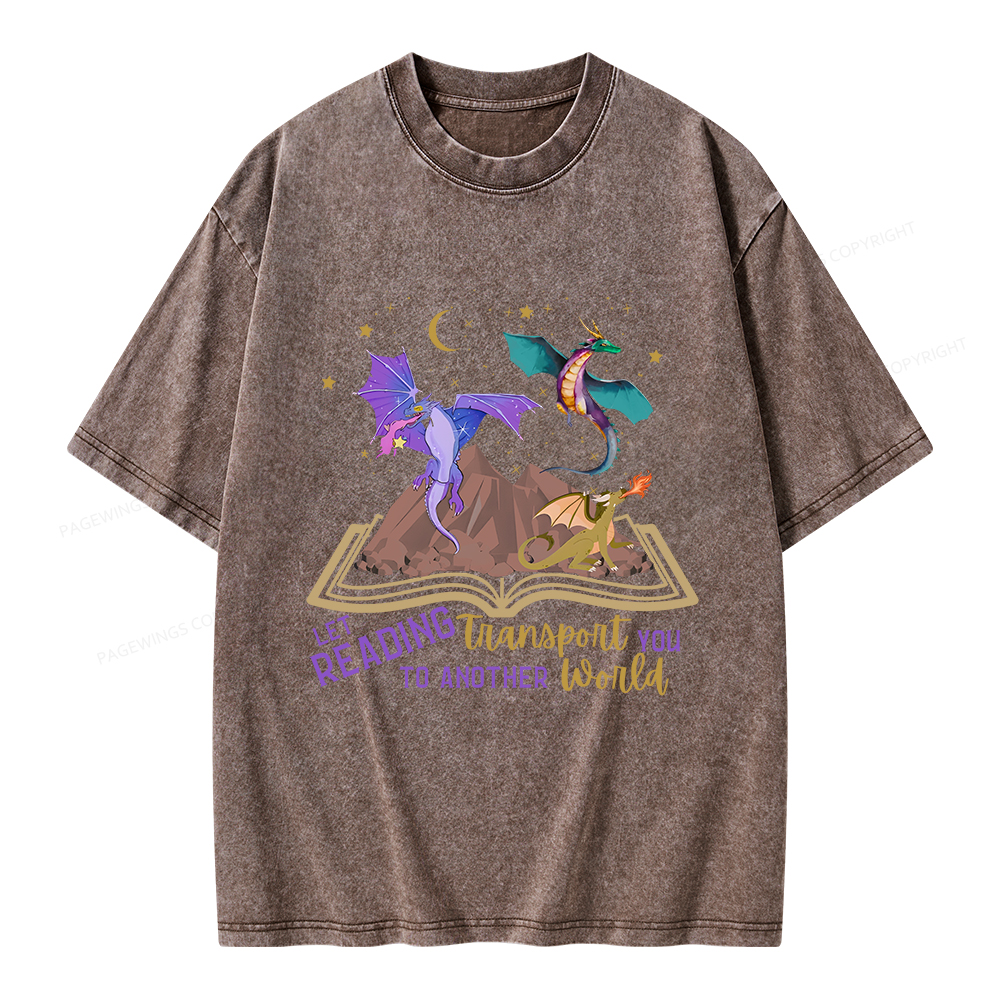 Pagewings Let Reading Transport You To Another World Unisex Washed T-shirt
