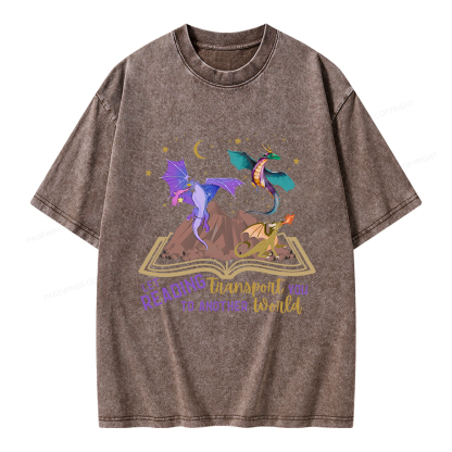 Pagewings Let Reading Transport You To Another World Unisex Washed T-shirt