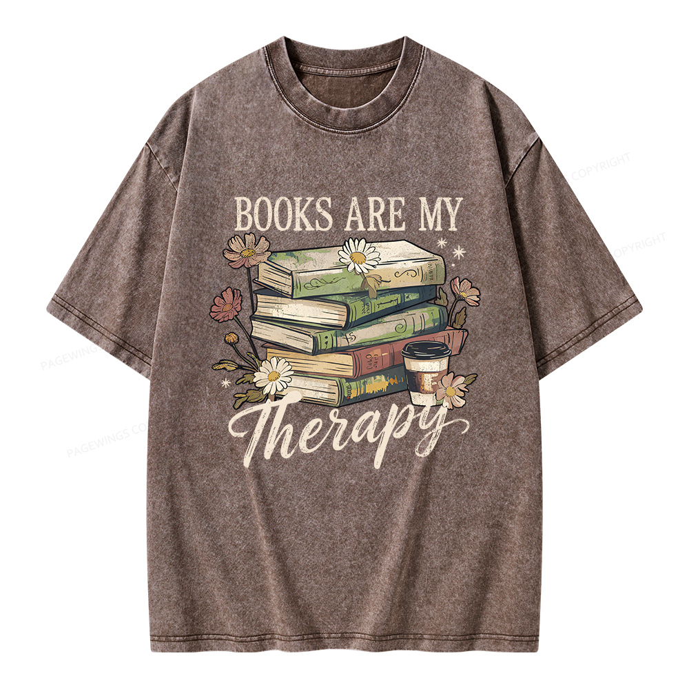 Pagewings Books Are My Therapy Unisex Washed T-shirt