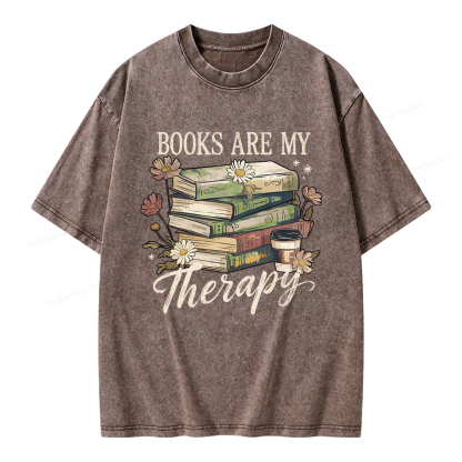 Pagewings Books Are My Therapy Unisex Washed T-shirt