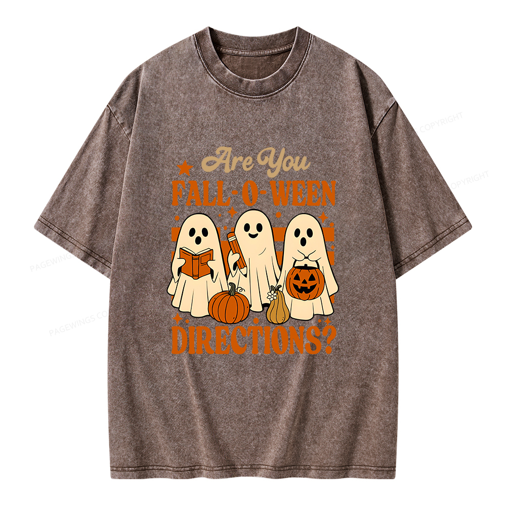 Pagewings Are You Fall O Ween Directions Unisex Washed T-shirt