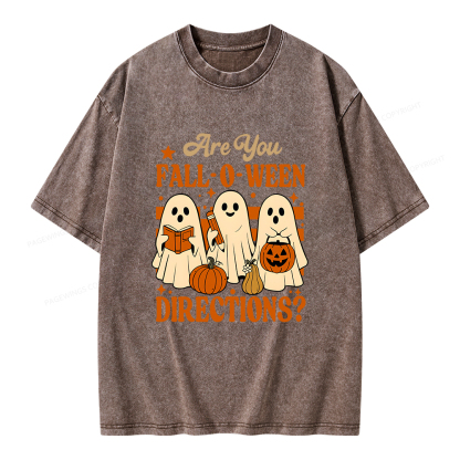 Pagewings Are You Fall O Ween Directions Unisex Washed T-shirt