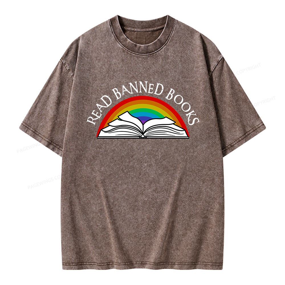 Pagewings Read Banned Books Unisex Washed T-shirt