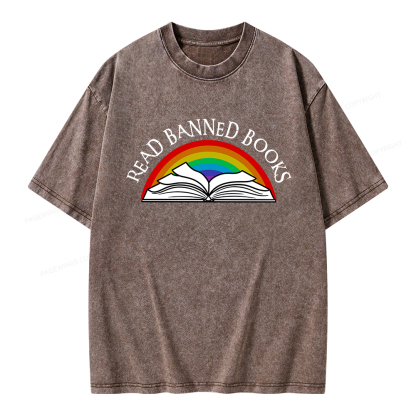 Pagewings Read Banned Books Unisex Washed T-shirt