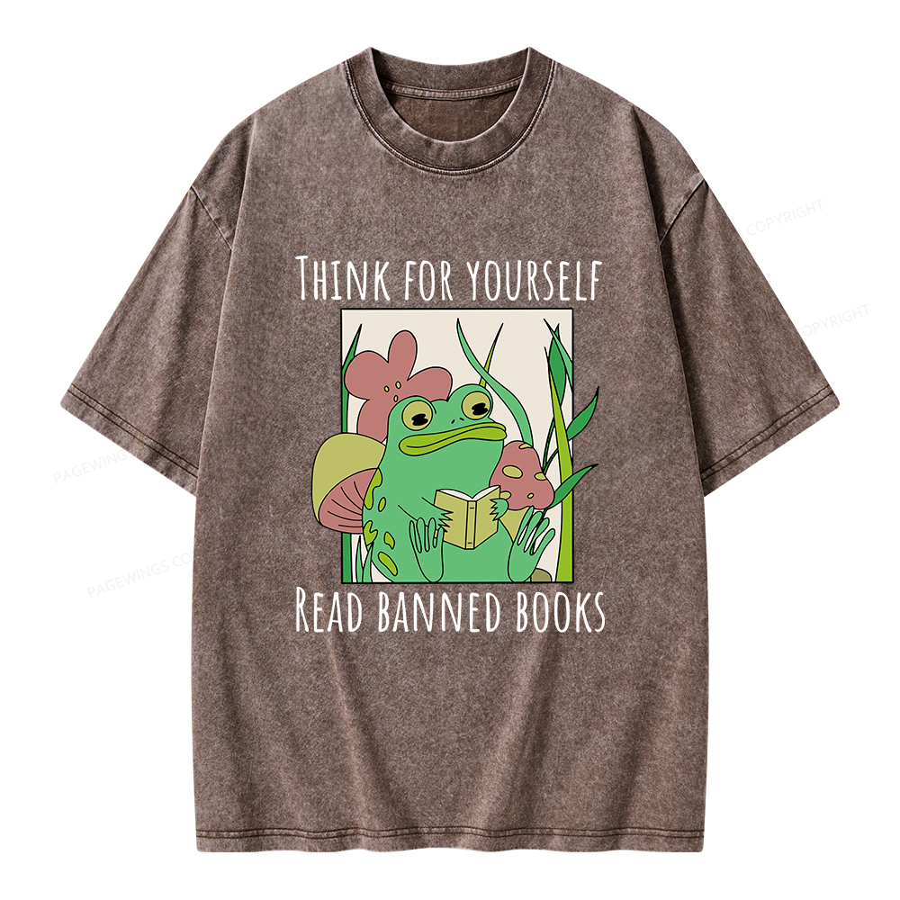 Pagewings Think For Yourself Read Banned Books Unisex Washed T-shirt