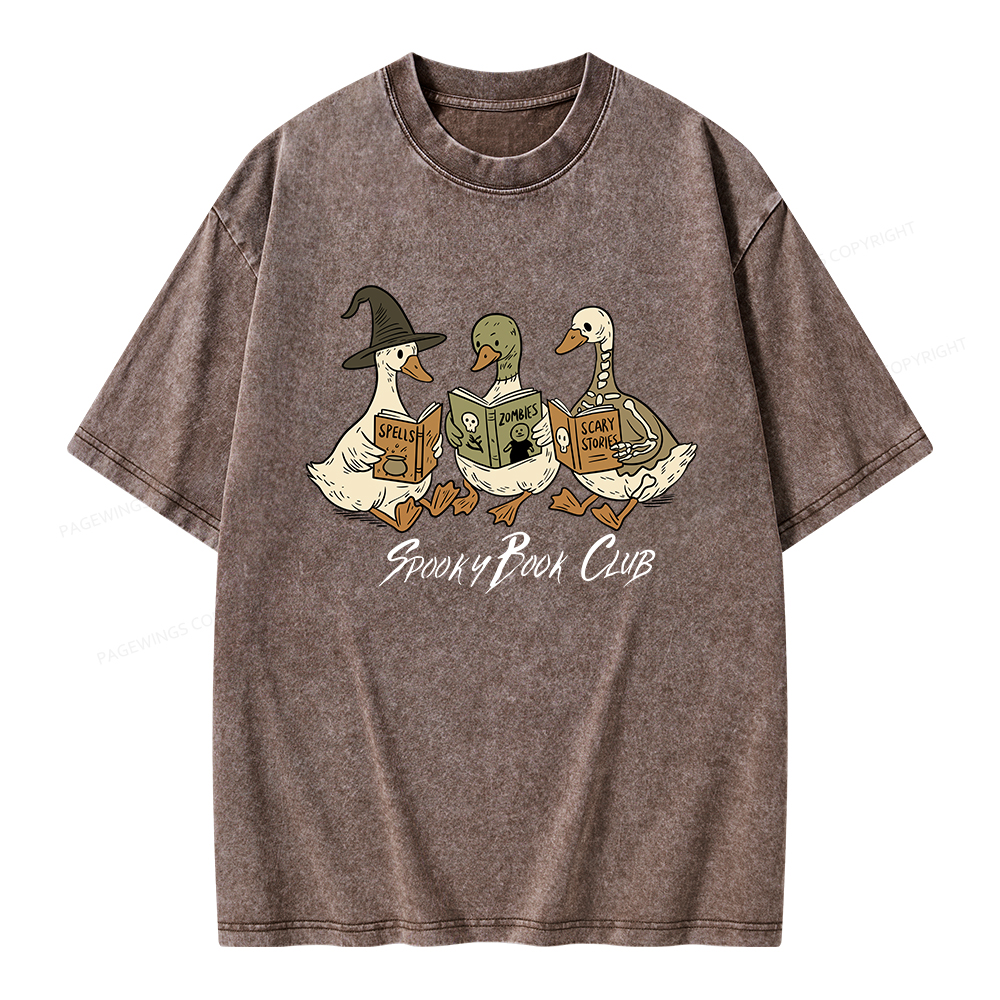 Pagewings Spooky Book Club Unisex Washed T-shirt