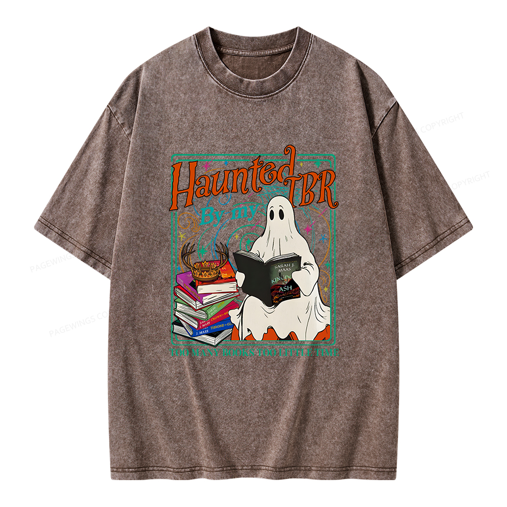 Pagewings Haunted By My TBR Unisex Washed T-shirt