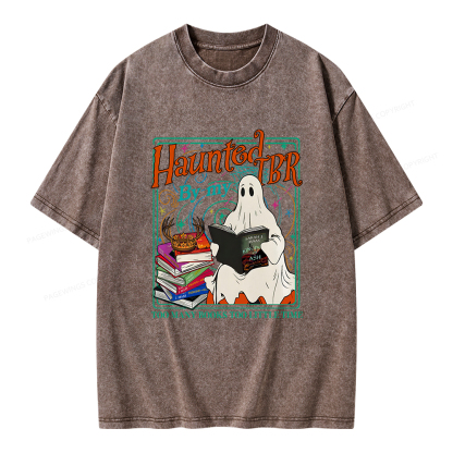 Pagewings Haunted By My TBR Unisex Washed T-shirt