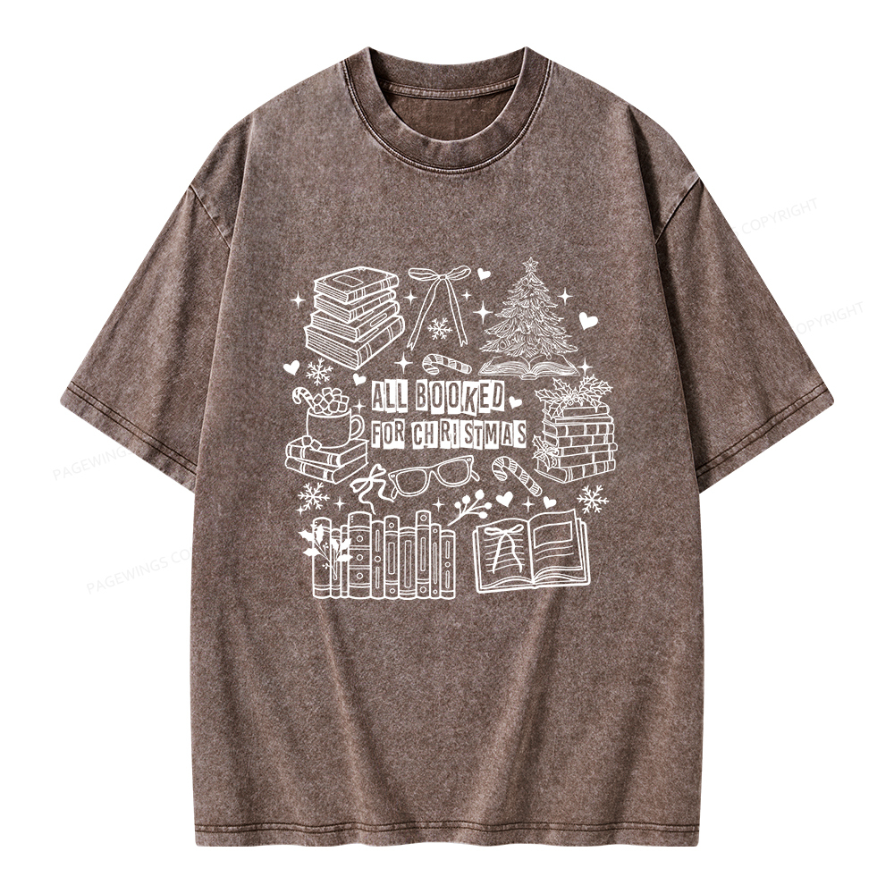 Pagewings All Booked For Christmas Unisex Washed T-shirt