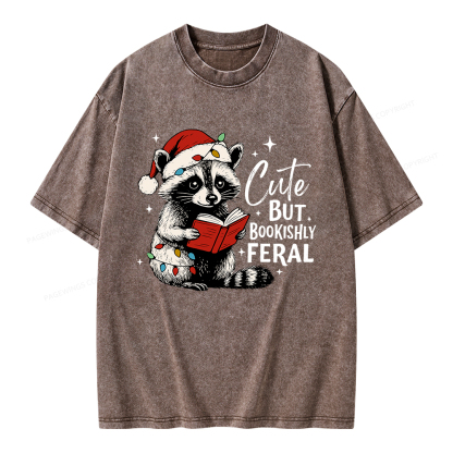 Pagewings Cute But Feral Unisex Washed T-shirt