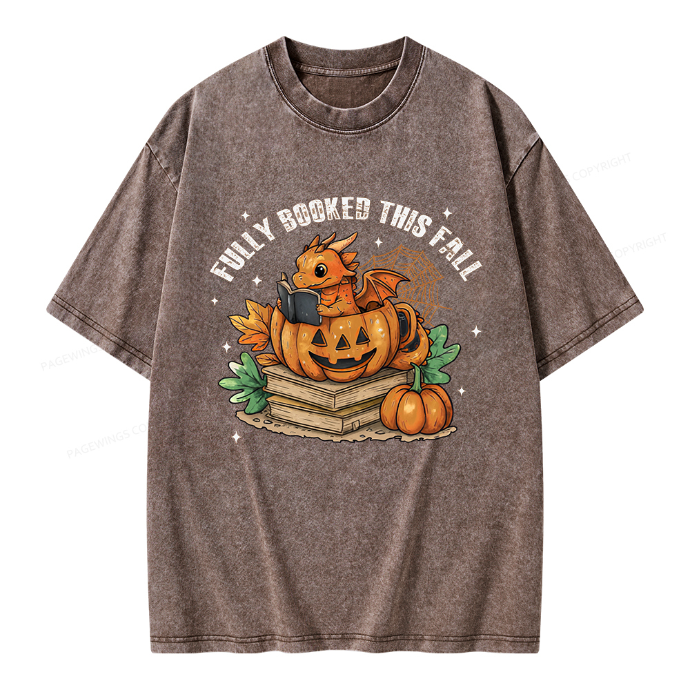 Pagewings Reading Dragon in Pumpkin Cup Unisex Washed T-shirt