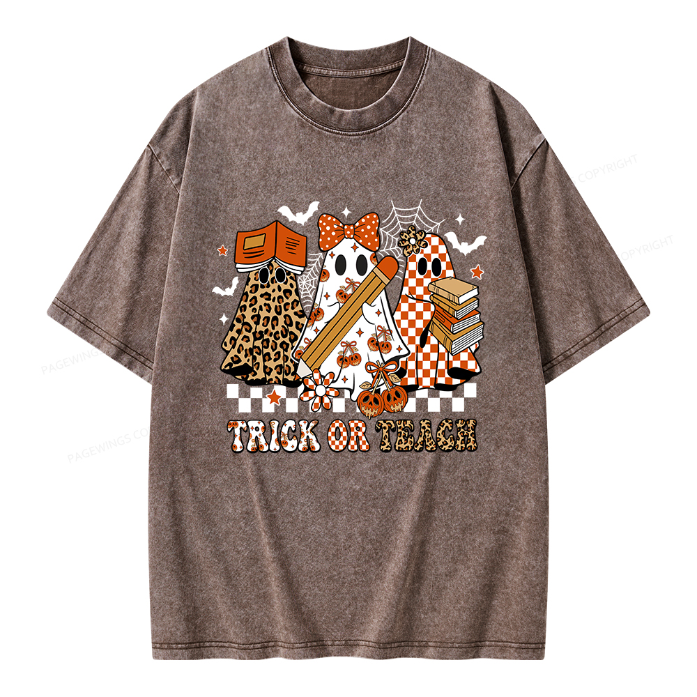 Pagewings Trick or Teach Unisex Washed T-shirt