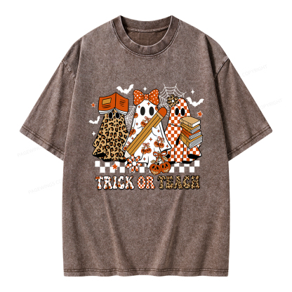 Pagewings Trick or Teach Unisex Washed T-shirt