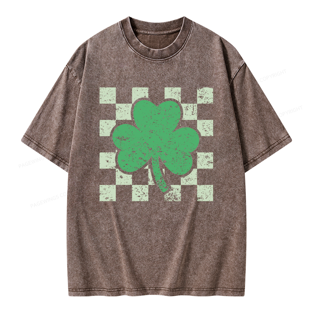 Pagewings St Patrick's Shirt, Shamrock Shirt Unisex Washed T-shirt