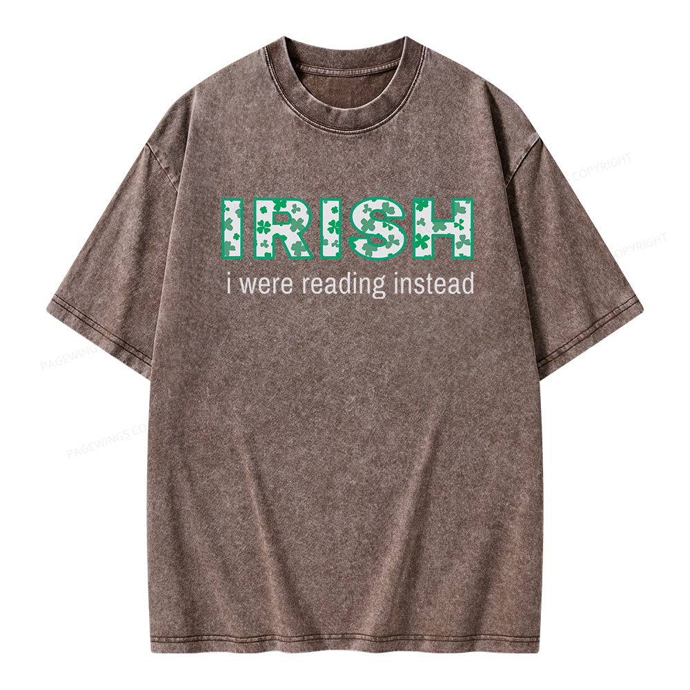 Pagewings St Patrick's Day Reading Teacher t Shirt Unisex Washed T-shirt