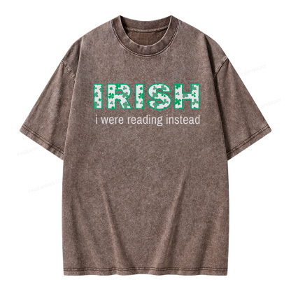 Pagewings St Patrick's Day Reading Teacher t Shirt Unisex Washed T-shirt