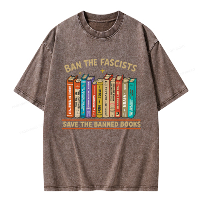 Pagewings Ban The Fascist Save The Banned Books Unisex Washed T-shirt