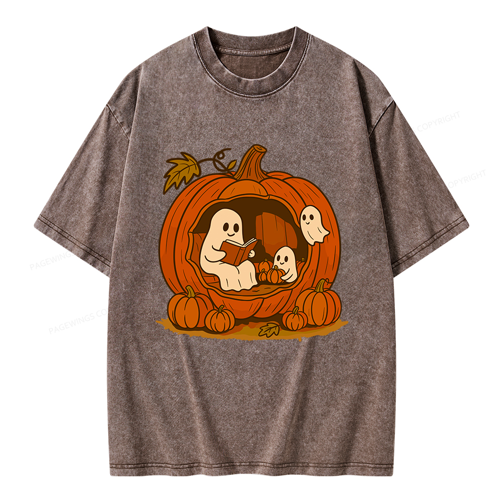 Pagewings Pumpkin Reading Nook Unisex Washed T-shirt