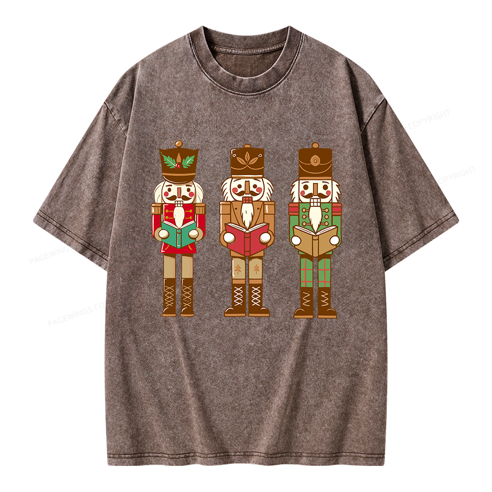 Pagewings Christmas Nutcracker Reading Books Unisex Washed T-shirt