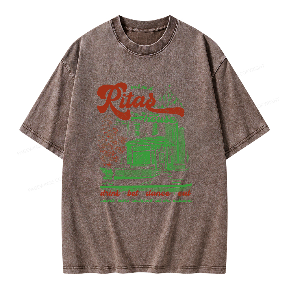 Pagewings Rita's Bar Unisex Washed T-shirt