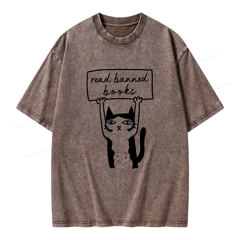 Pagewings Read Banned Books Unisex Washed T-shirt