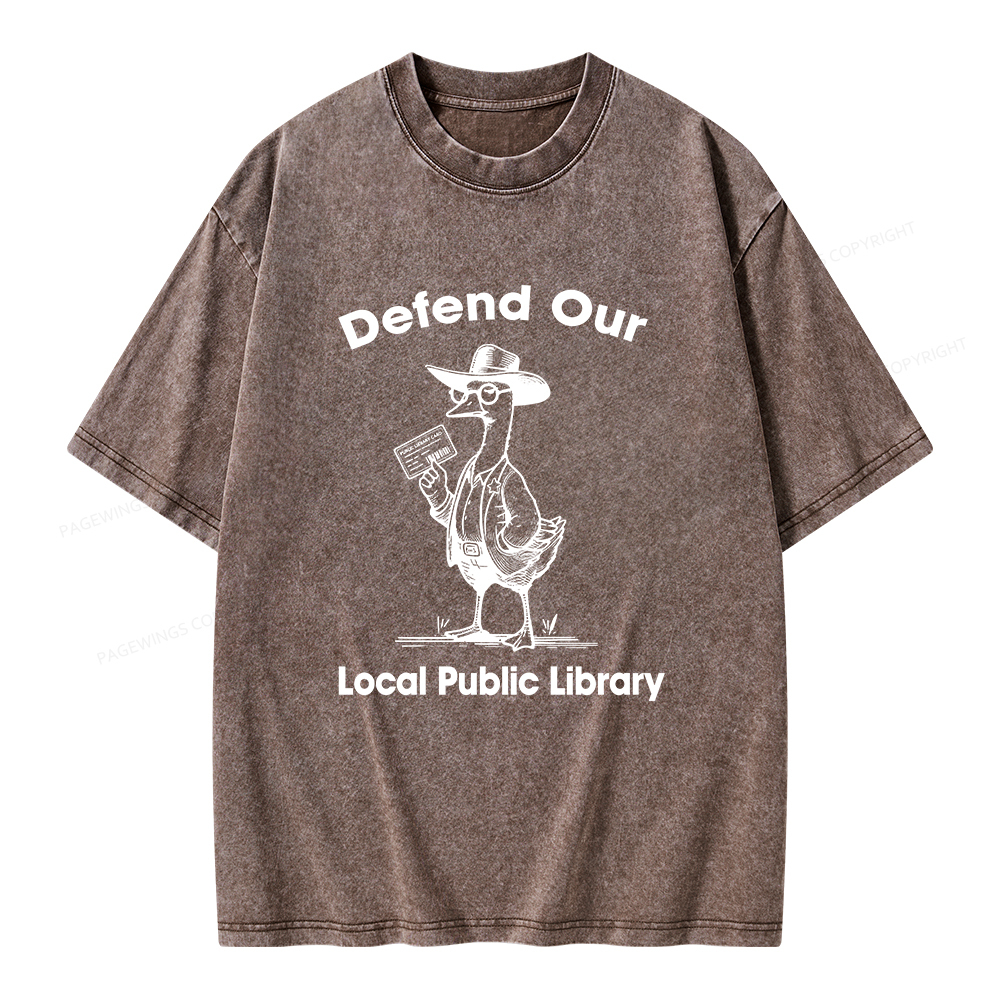 Pagewings Defend Our Public Library Unisex Washed T-shirt