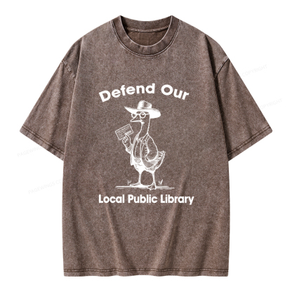 Pagewings Defend Our Public Library Unisex Washed T-shirt