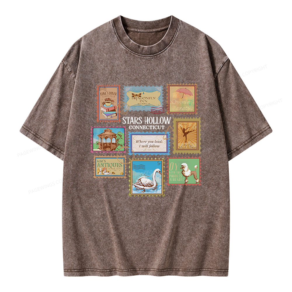 Pagewings Stars Hollow Stamps Unisex Washed T-shirt