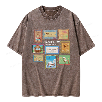 Pagewings Stars Hollow Stamps Unisex Washed T-shirt