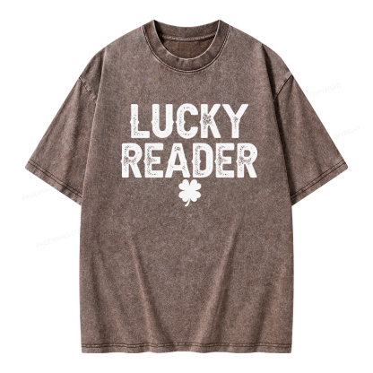Pagewings Lucky and Lucky Fucker Graphic Tees Unisex Washed T-shirt