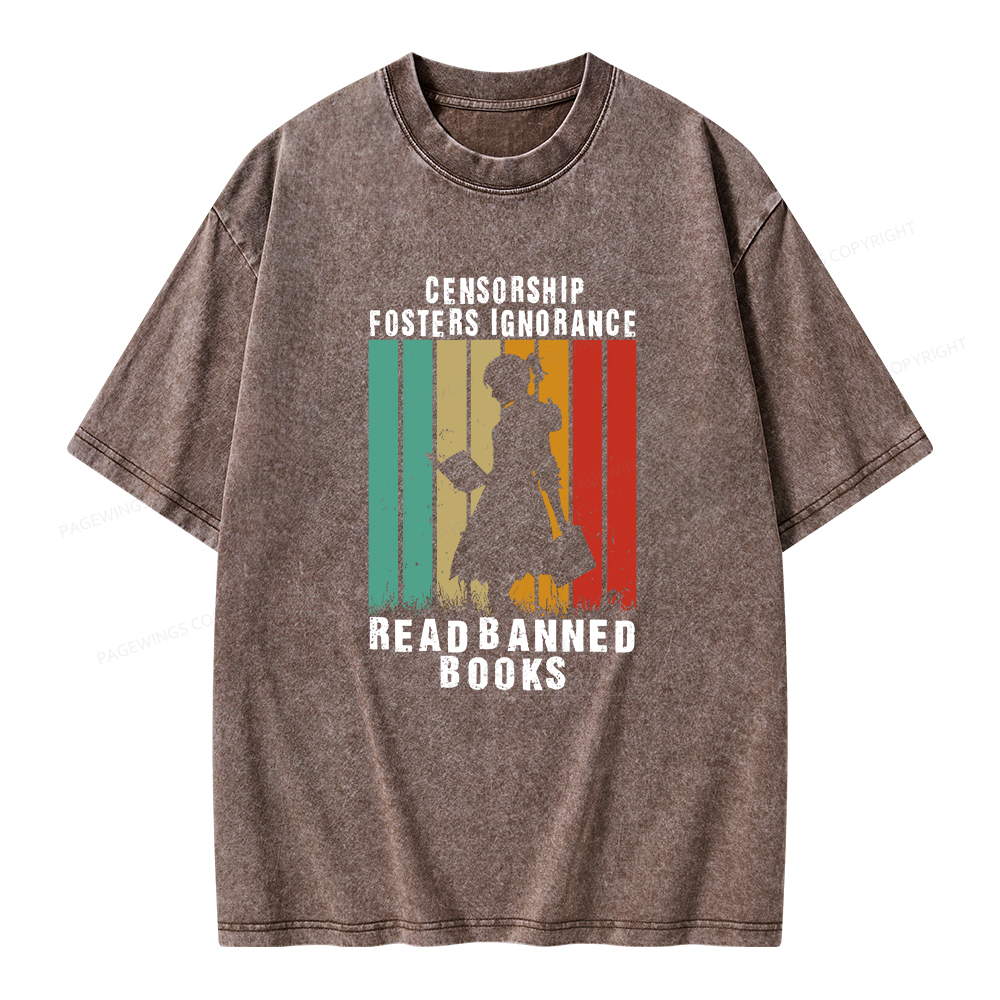 Pagewings Banned Books Vintage T-Shirt Unisex Washed T-shirt