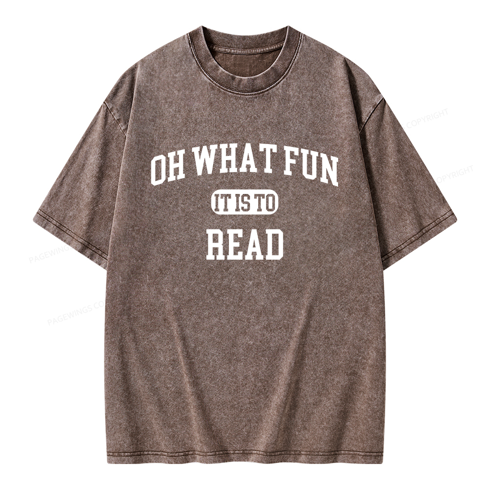 Pagewings Oh What Fun It Is To Read Unisex Washed T-shirt