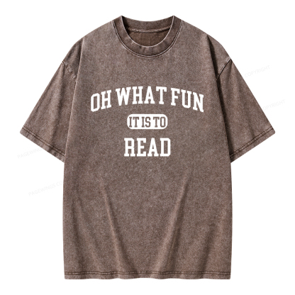 Pagewings Oh What Fun It Is To Read Unisex Washed T-shirt
