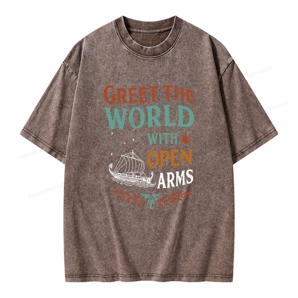 Pagewings Greet the World With Open Arms Unisex Washed T-shirt
