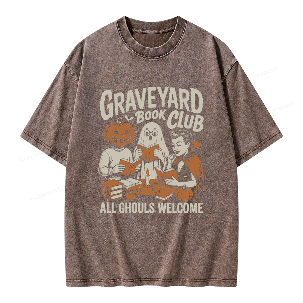 Pagewings Graveyard Book Club Unisex Washed T-shirt