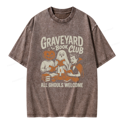 Pagewings Graveyard Book Club Unisex Washed T-shirt