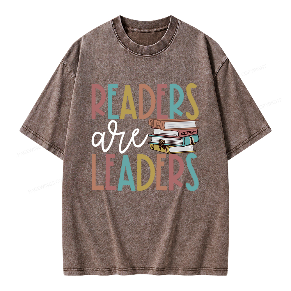 Pagewings Readers Are Leaders Unisex Washed T-shirt