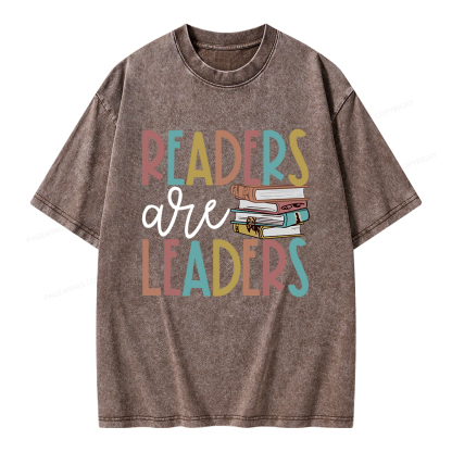 Pagewings Readers Are Leaders Unisex Washed T-shirt