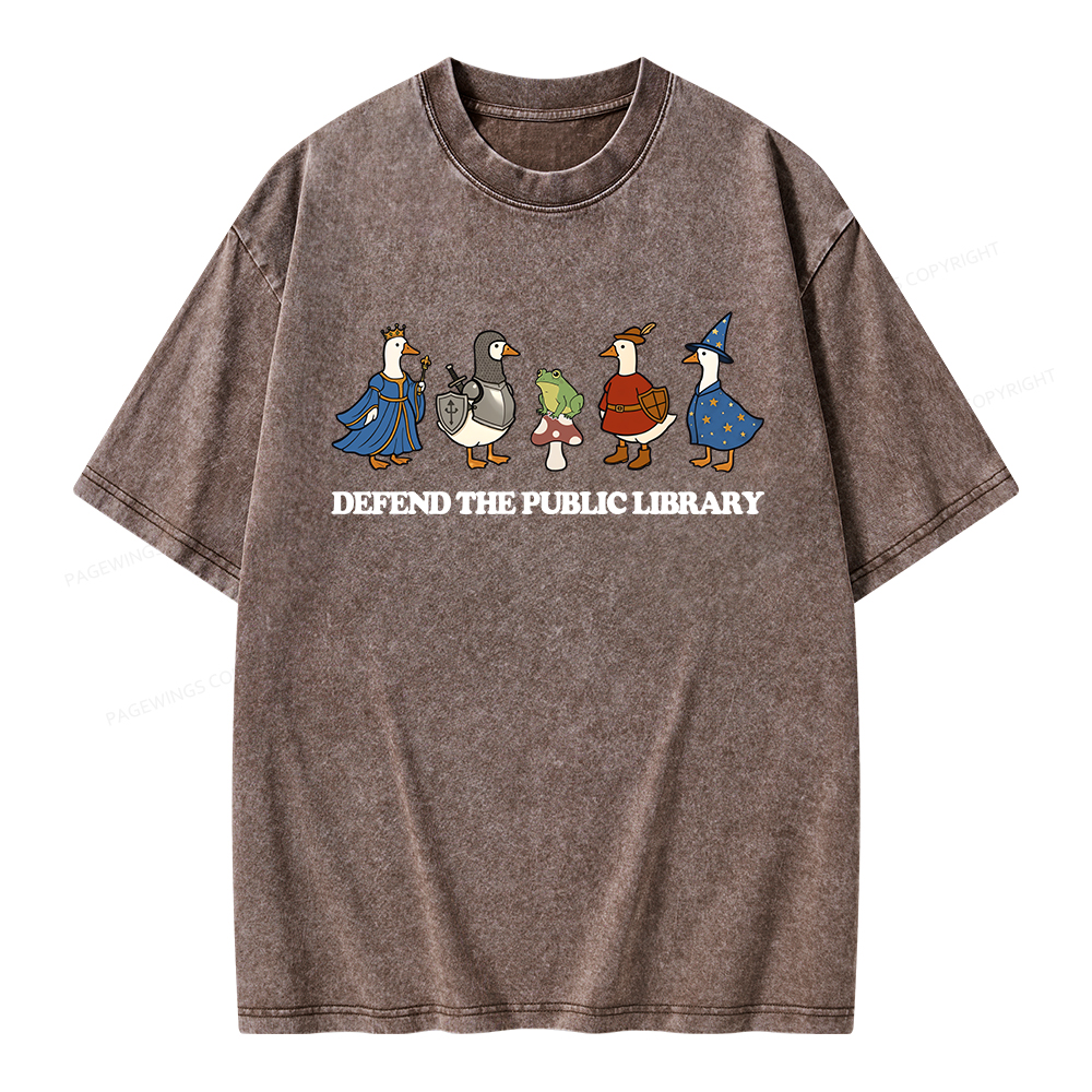 Pagewings Defend The Public Library Unisex Washed T-shirt